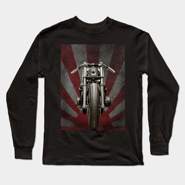 Motorcycle Sunburst Background Long Sleeve T-Shirt by TripleTreeAdv